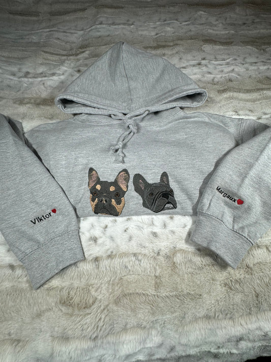 Adult Pet Portrait Hoodie x2 With Pet Names On Sleeve