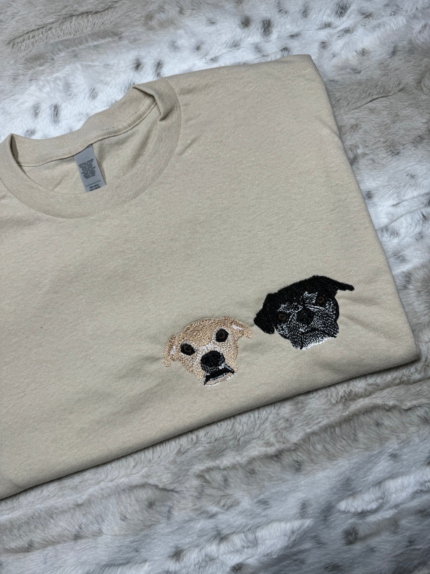 Pet Portrait Tshirt x2 With Names On Sleeve