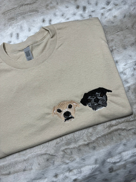 Pet Portrait Tshirt x2 With Names On Sleeve