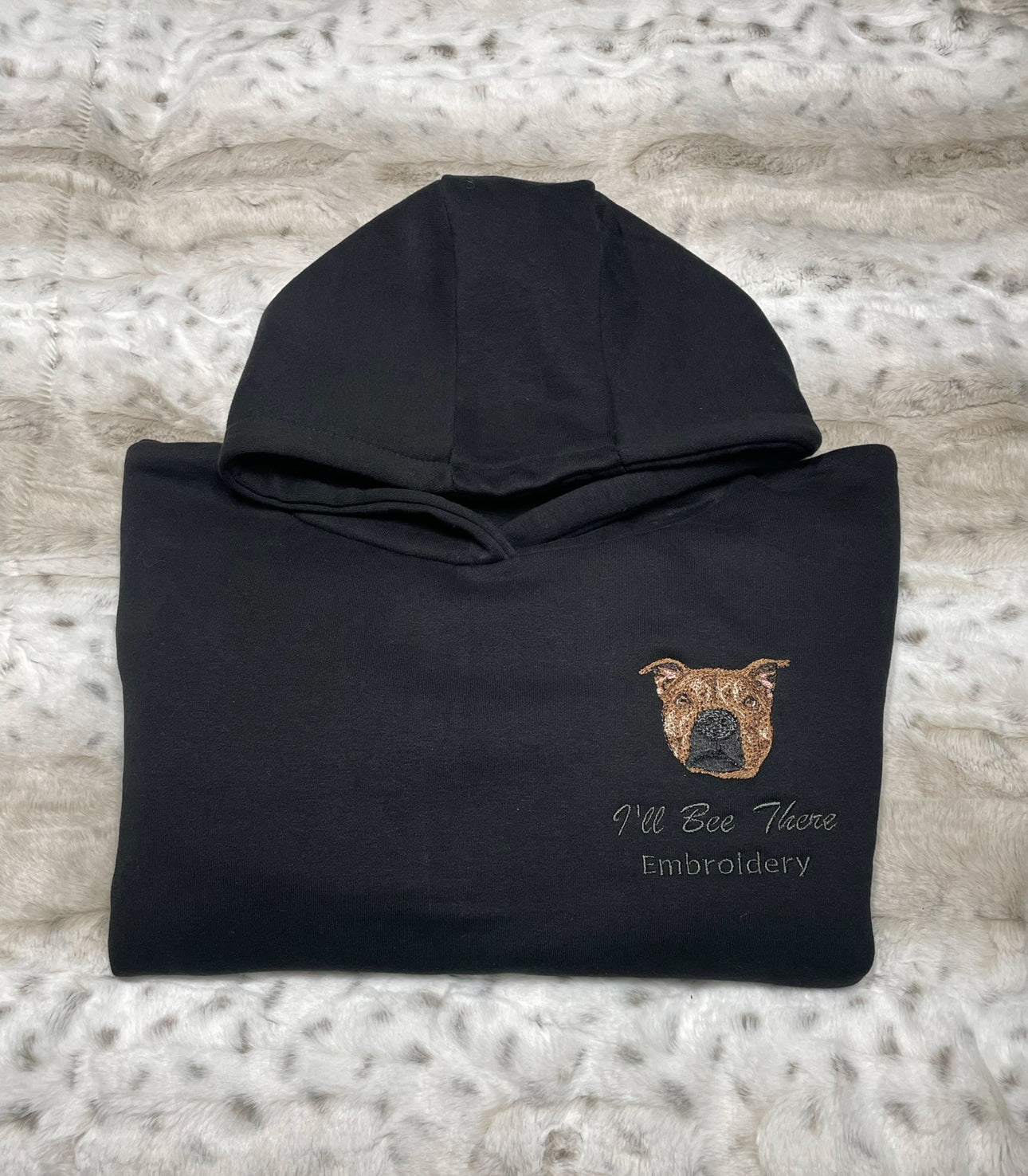 Pet Portrait x 2 heavyweight signature hoodie with names on sleeve