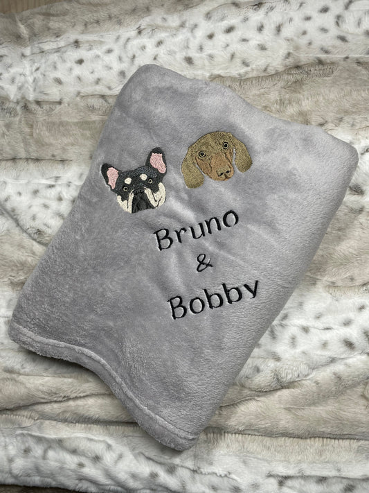 Pet Portrait and name x2 Large Blanket