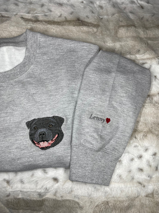 Pet Portrait Jumper With Pets Name On Sleeve