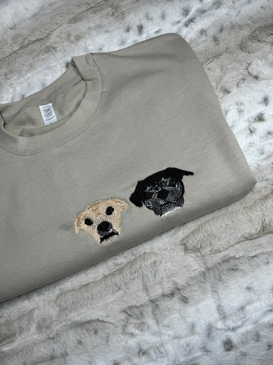 Pet Portrait Jumper x2 With Pet Names On Sleeve